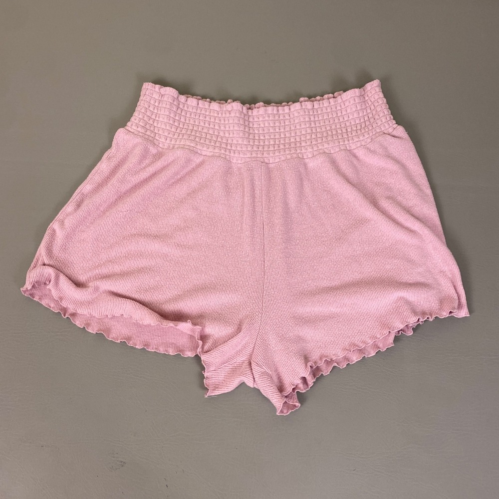Z SUPPLY Lounge Shorts Women's Size 1X Pink Ribbed Smocked Waist Lettuce Edge